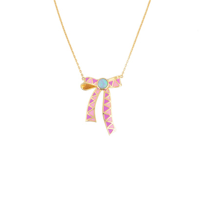 JOJO‘s 925 Silver Colorful Enamel Sweet and Lovely Bow Necklace