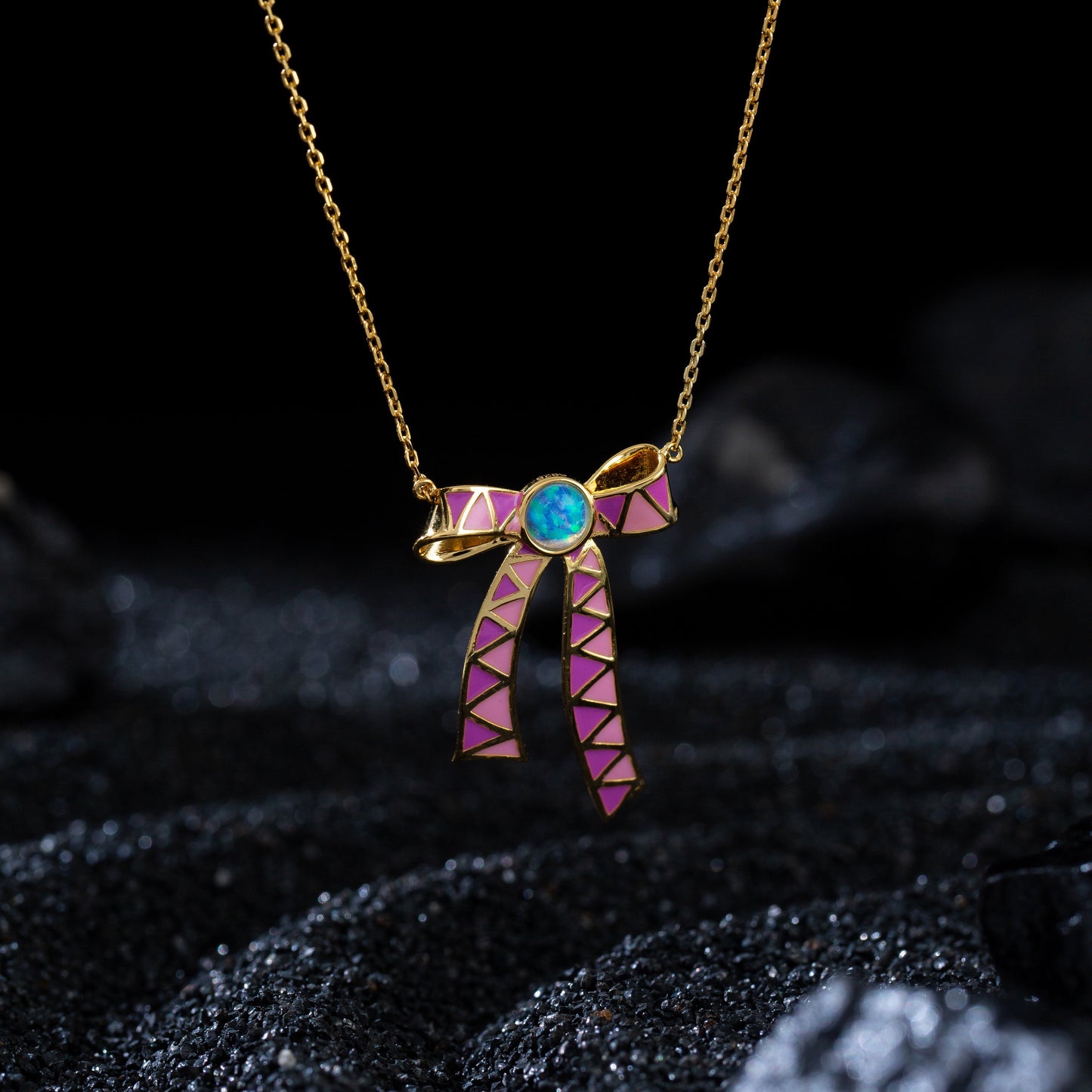 JOJO‘s 925 Silver Colorful Enamel Sweet and Lovely Bow Necklace