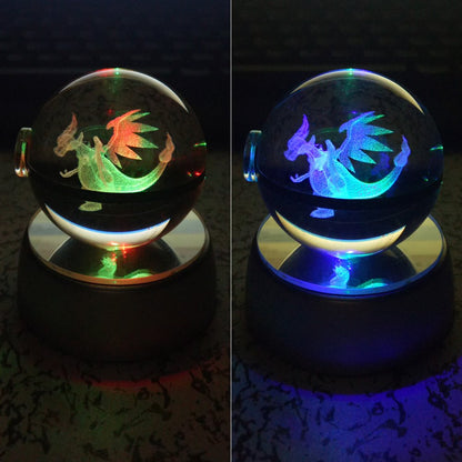 Charizard Glurak Crystal Pokemon Go Ball with 3D Effect