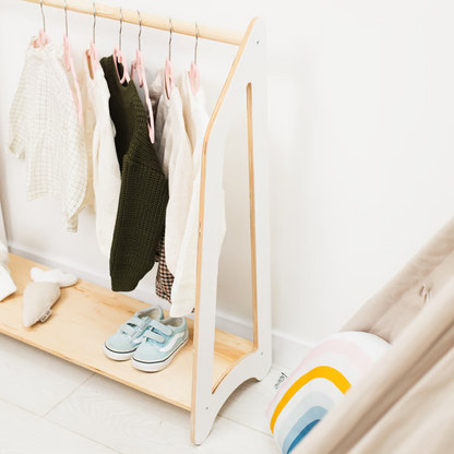 Montessori Furniture for Toddler, Wood Clothing Rack, Natural Nursery Clothes Rack, Christmas Gift