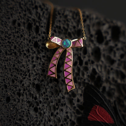JOJO‘s 925 Silver Colorful Enamel Sweet and Lovely Bow Necklace