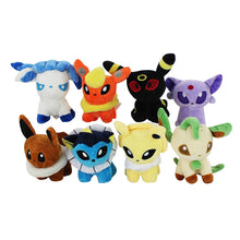 Set of 8 with Nachtara, Eevee, Psiana, Blitza, Aquana, Flamara, Glaziola, Folipurba cuddly toy