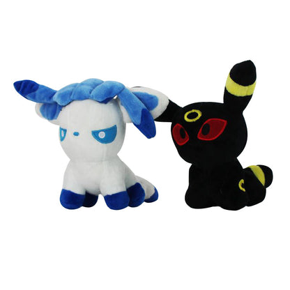 Set of 8 with Nachtara, Eevee, Psiana, Blitza, Aquana, Flamara, Glaziola, Folipurba cuddly toy