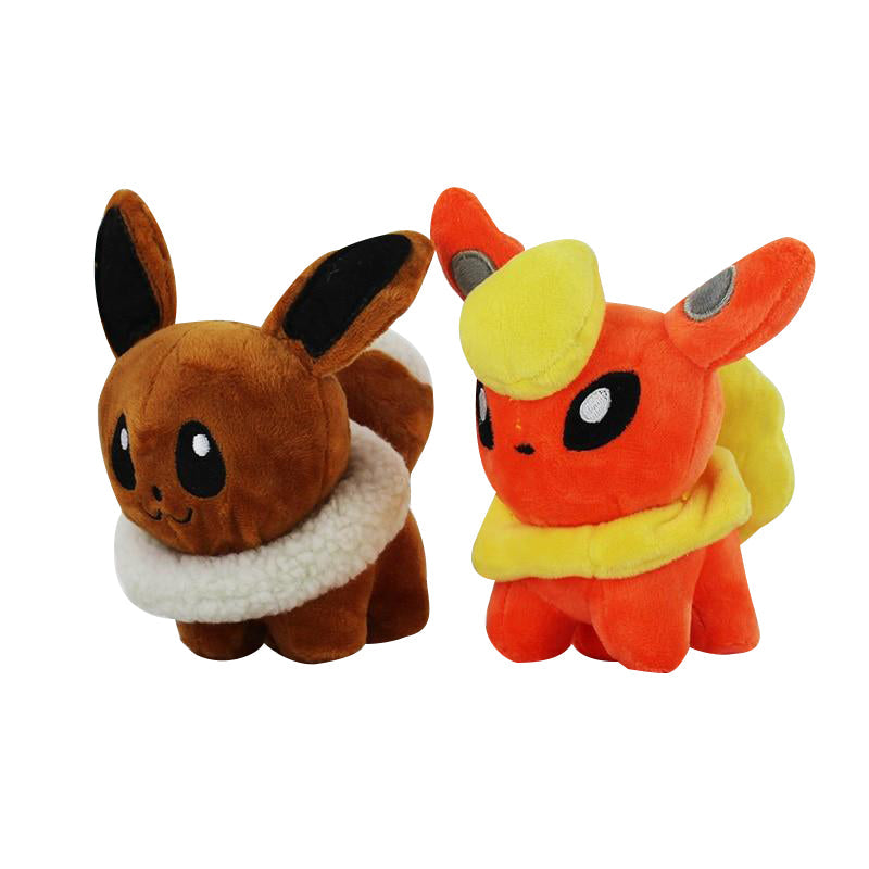 Set of 8 with Nachtara, Eevee, Psiana, Blitza, Aquana, Flamara, Glaziola, Folipurba cuddly toy