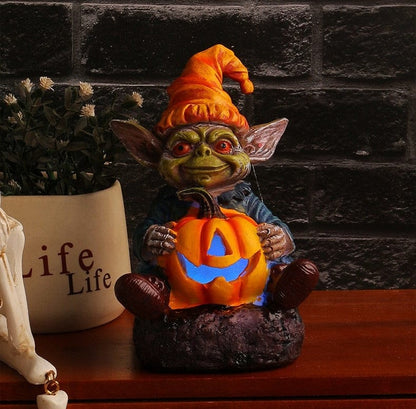Ghoulie Halloween Resin Statue with Pumpkin Lamp | BUY 1 GET 1 FREE