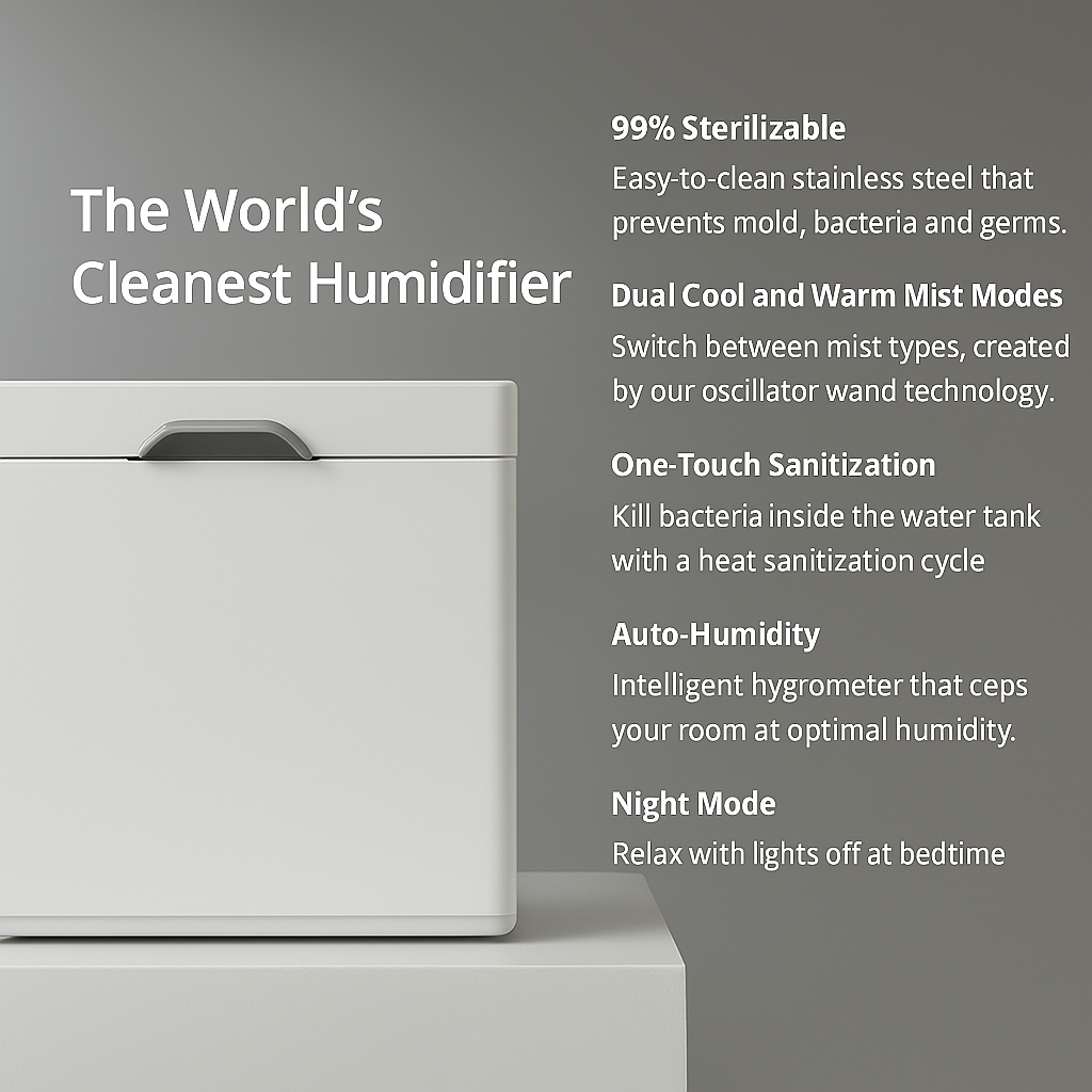 Ultrasonic Stainless Steel Easy Clean Cool Mist Humidifier