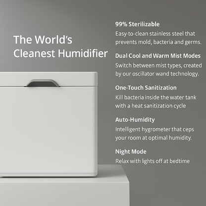 Ultrasonic Stainless Steel Easy Clean Cool Mist Humidifier