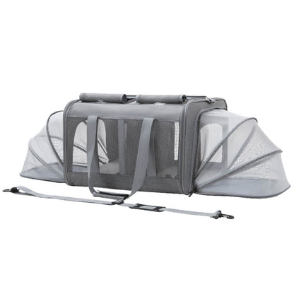 Extra-Large Expandable Dual-Compartment Breathable Travel Pet Carrier Bag