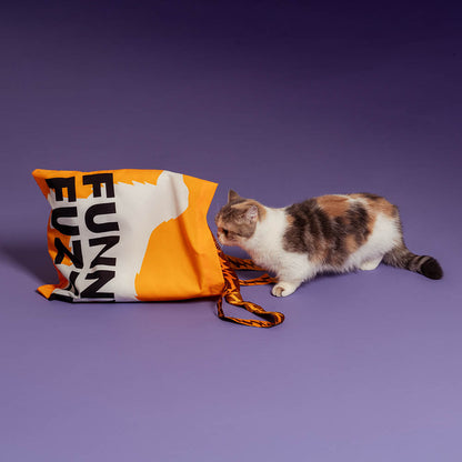 FUNNYFUZZY 재활용 접이식 캔버스 토트백 - 꼬리 흔드는 