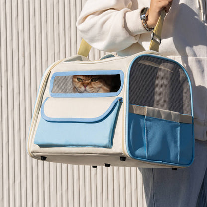 Colorblock Multi-Pocket Crossbody Handbag Cat Carrier Bag