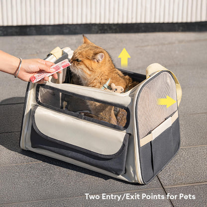 Colorblock Multi-Pocket Crossbody Handbag Cat Carrier Bag