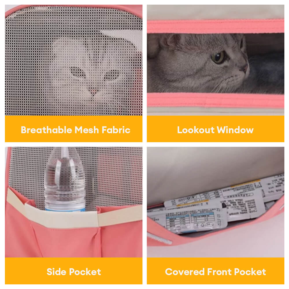 Colorblock Multi-Pocket Crossbody Handbag Cat Carrier Bag