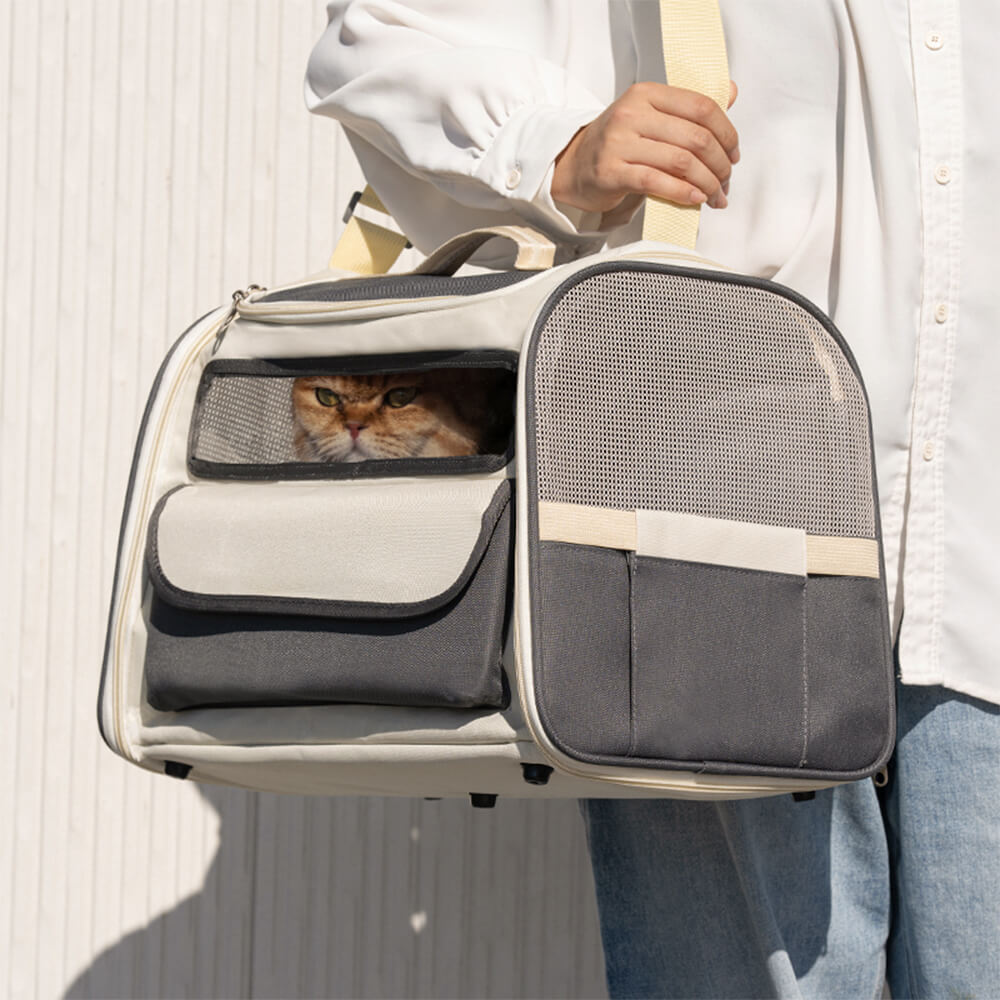 Colorblock Multi-Pocket Crossbody Handbag Cat Carrier Bag