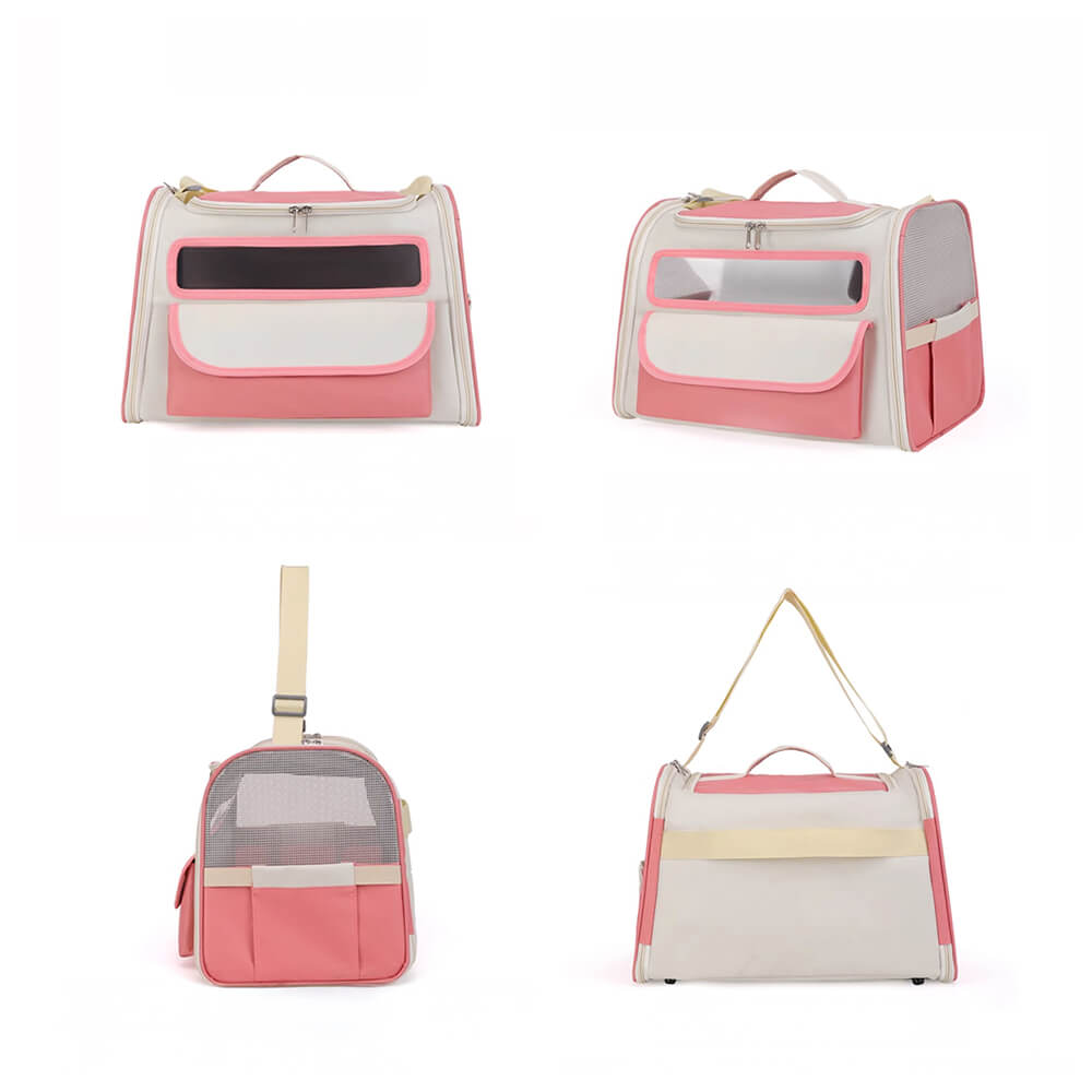 Colorblock Multi-Pocket Crossbody Handbag Cat Carrier Bag