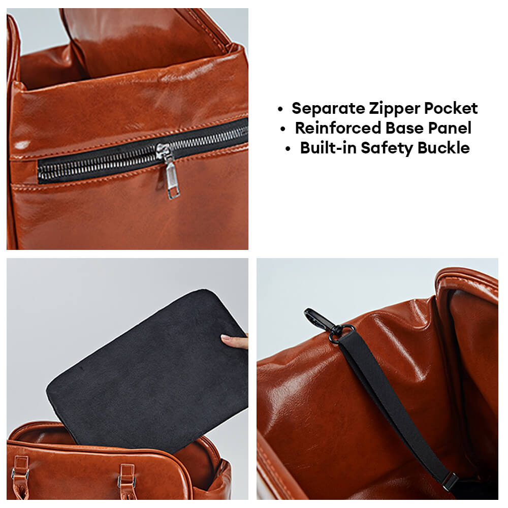 Faux Leather Portable Car Console Pet Carrier Bag for Small Dogs