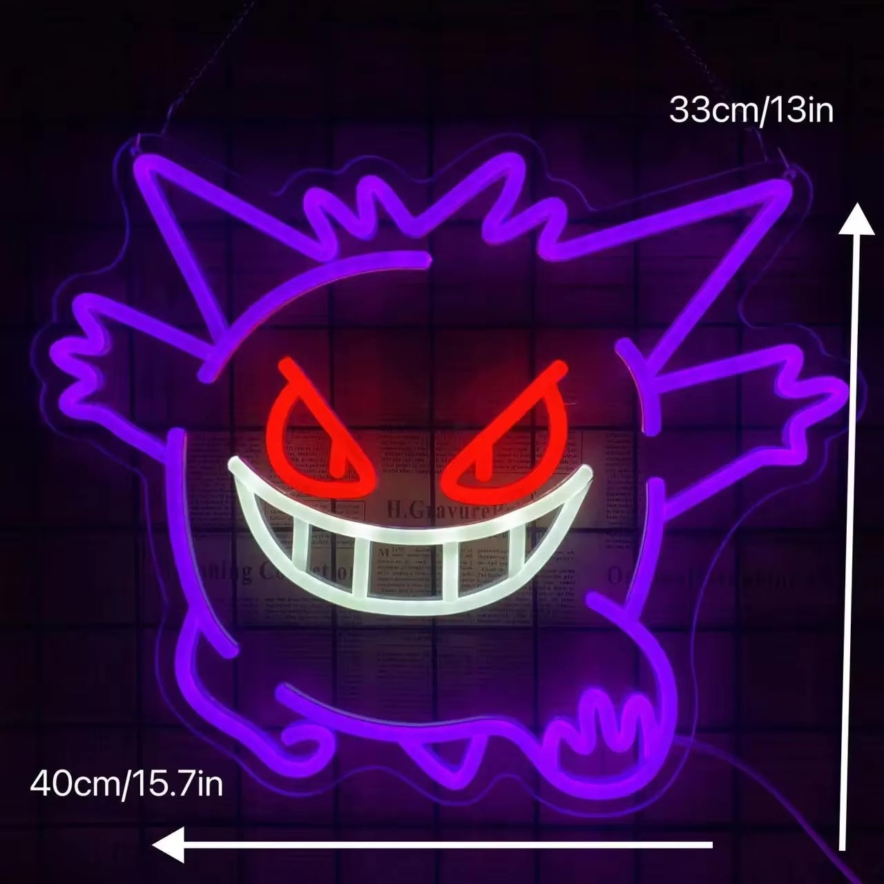 Gengar Neon Wall Light Lamp (approx. 40x33cm)