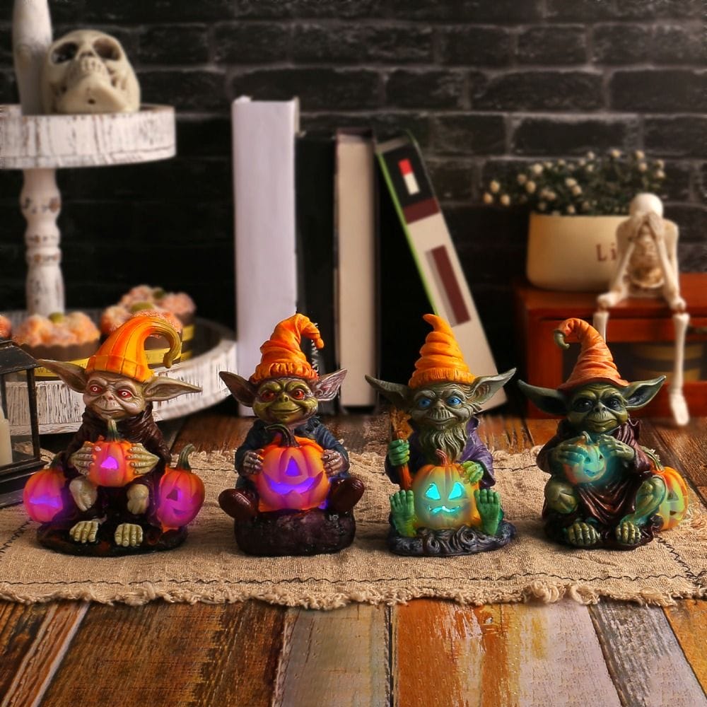 Ghoulie Halloween Resin Statue with Pumpkin Lamp | BUY 1 GET 1 FREE