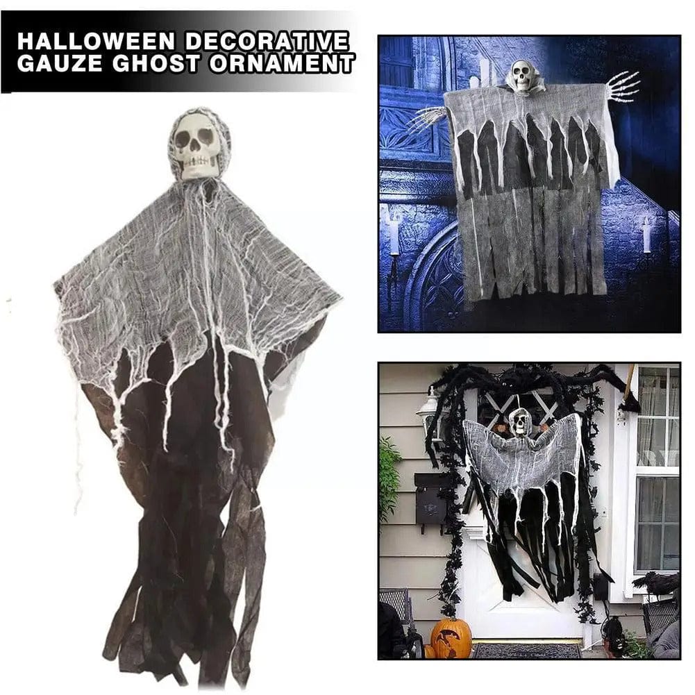 Wraithskull Halloween Hanging Ghost Skull with Gauze