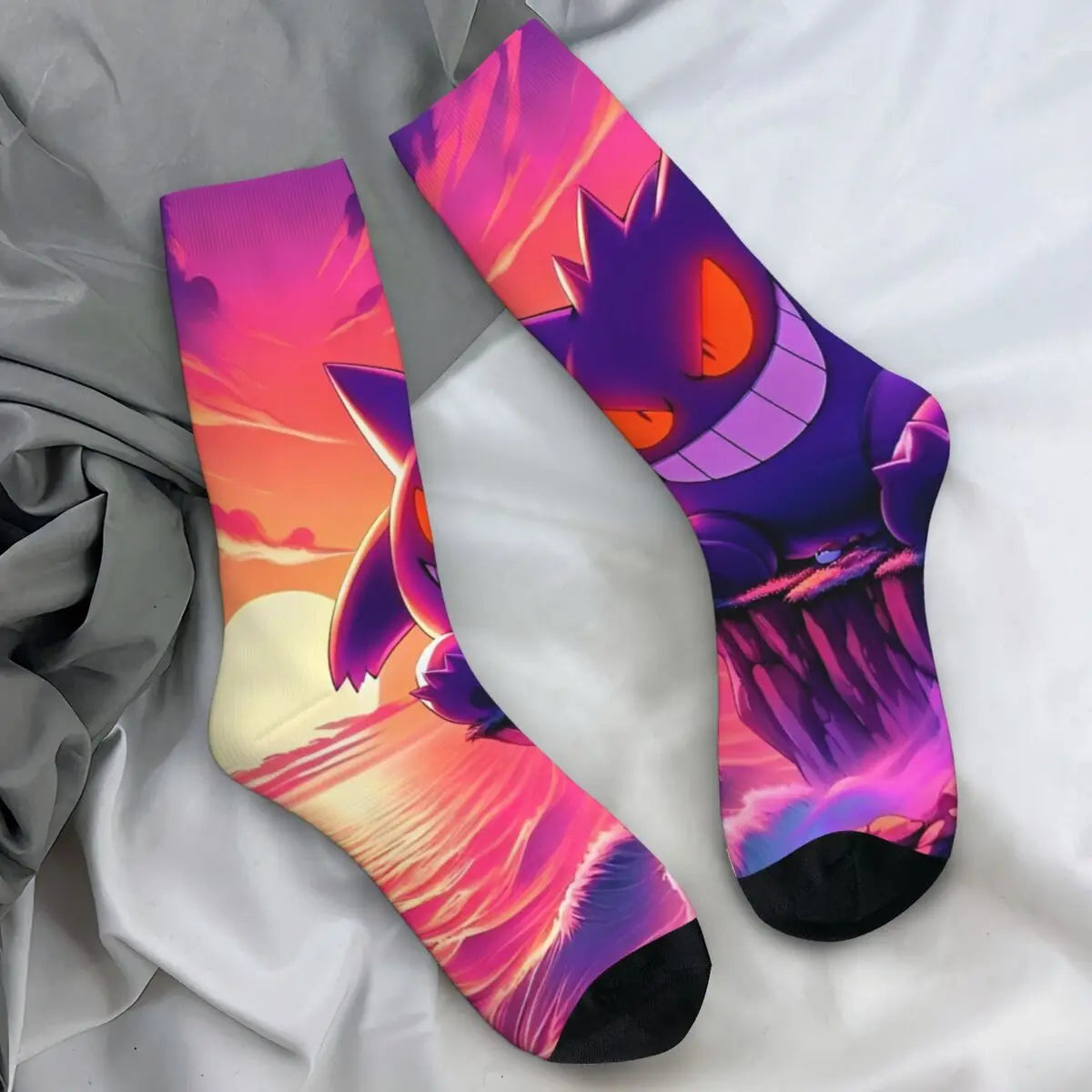 Colorful Gengar socks in many colorful designs
