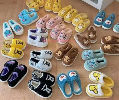 Fluffy Eevee, Bulbasaur, Pikachu Children's Slippers