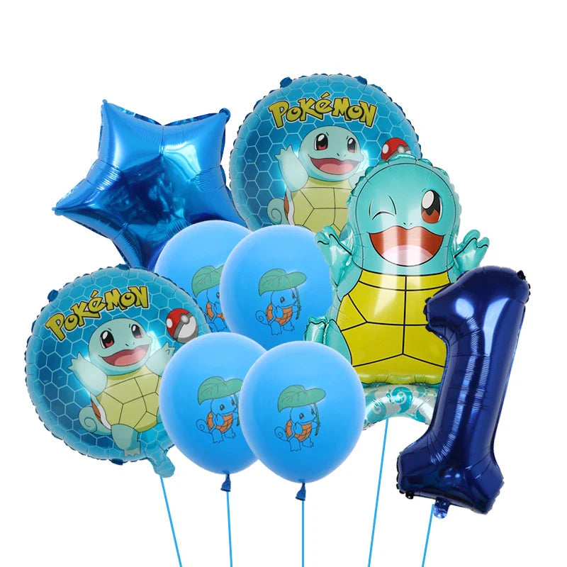Bulbasaur, Schiggy, Charmander or Pikachu Balloons Birthday Decoration