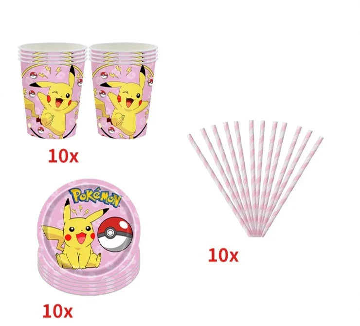 Blue or Pink Pokemon Birthday Party Party Sets