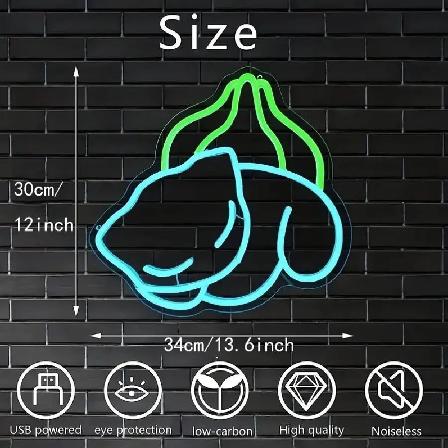 Bulbasaur or Nebula Gastly Neon Wall Light