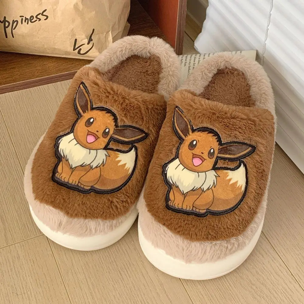 Fluffy Eevee, Bulbasaur, Pikachu Children's Slippers