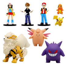 8 pcs Pokemon figures in a set - Ash, Gengar, Pikachu, Arkani and others