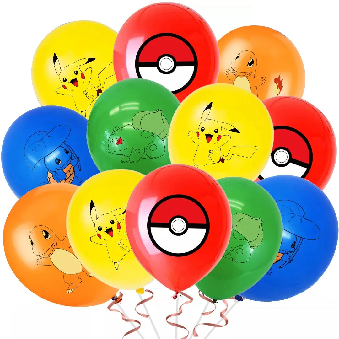 Colorful balloons (12 or 24 pcs.) for the Pokemon birthday party
