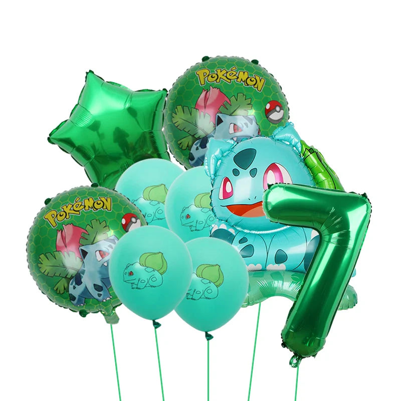 Bulbasaur, Schiggy, Charmander or Pikachu Balloons Birthday Decoration