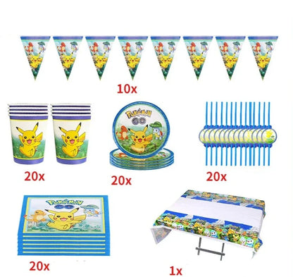 Blue or Pink Pokemon Birthday Party Party Sets