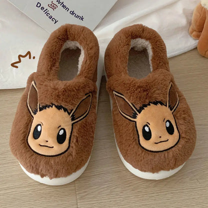 Fluffy Eevee, Bulbasaur, Pikachu Children's Slippers