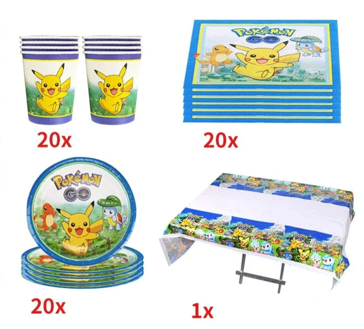 Blue or Pink Pokemon Birthday Party Party Sets