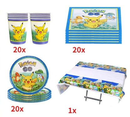 Blue or Pink Pokemon Birthday Party Party Sets