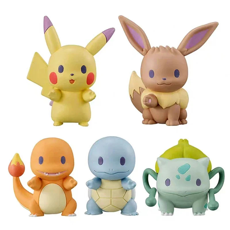 5 pcs. Poke figures with Pikachu, Eevee, Charmander, Schiggy and Bulbasaur