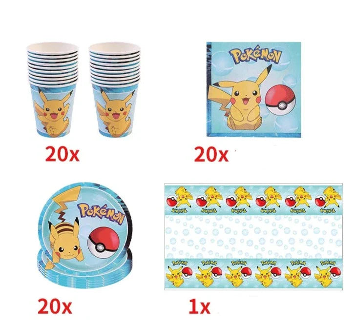 Blue or Pink Pokemon Birthday Party Party Sets