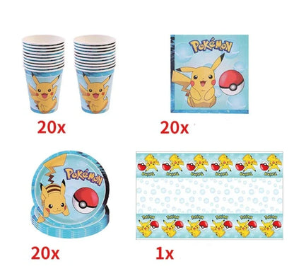 Blue or Pink Pokemon Birthday Party Party Sets