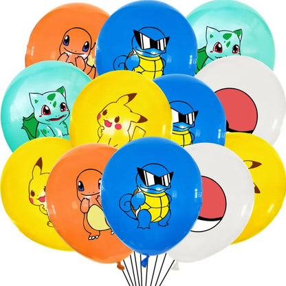 Colorful balloons (12 or 24 pcs.) for the Pokemon birthday party