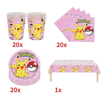 Blue or Pink Pokemon Birthday Party Party Sets