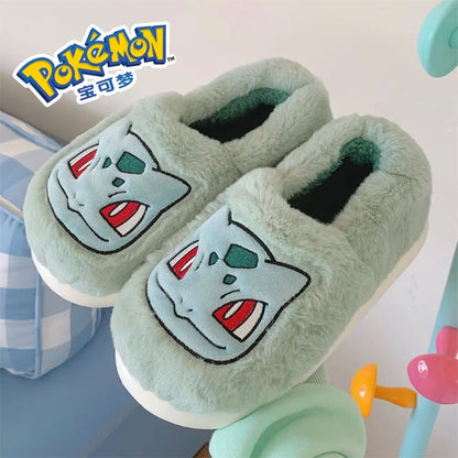 Fluffy Eevee, Bulbasaur, Pikachu Children's Slippers