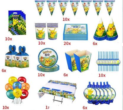 Blue or Pink Pokemon Birthday Party Party Sets