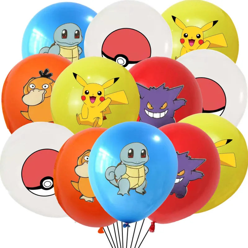 Colorful balloons (12 or 24 pcs.) for the Pokemon birthday party