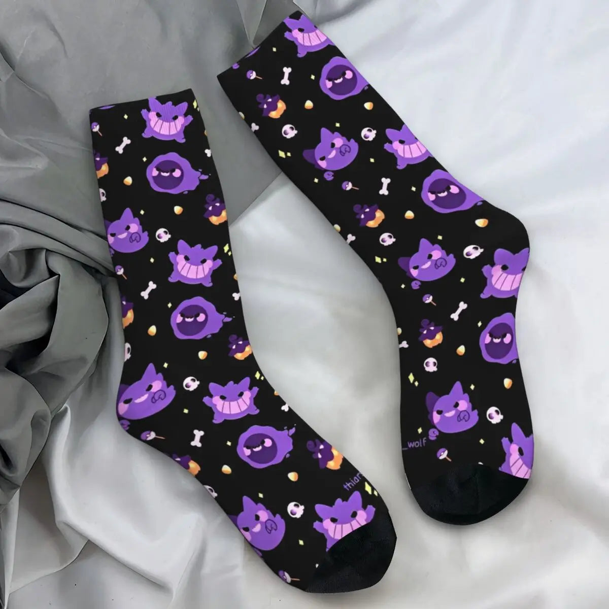 Colorful Gengar socks in many colorful designs