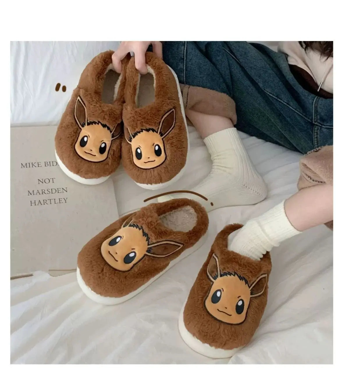 Fluffy Eevee, Bulbasaur, Pikachu Children's Slippers