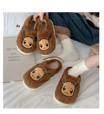 Fluffy Eevee, Bulbasaur, Pikachu Children's Slippers