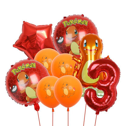 Bulbasaur, Schiggy, Charmander or Pikachu Balloons Birthday Decoration