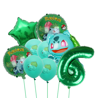 Bulbasaur, Schiggy, Charmander or Pikachu Balloons Birthday Decoration