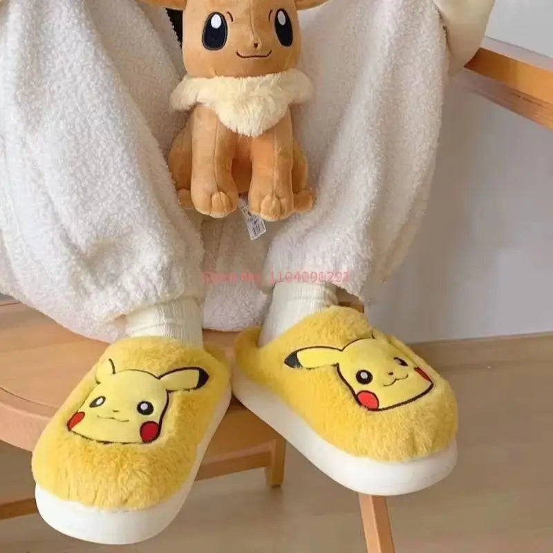 Fluffy Eevee, Bulbasaur, Pikachu Children's Slippers