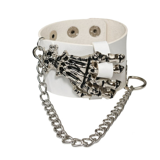 Retro Punk Skull Bracelet – Gothic Leather Chain Cuff for Men & Women